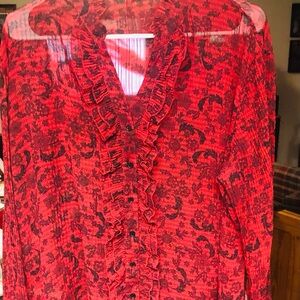 Apt. 9 Red and Black Floral Blouse